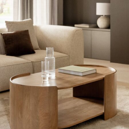Tavolino da caffè ovale 110x60 cm in legno di mango Sidney