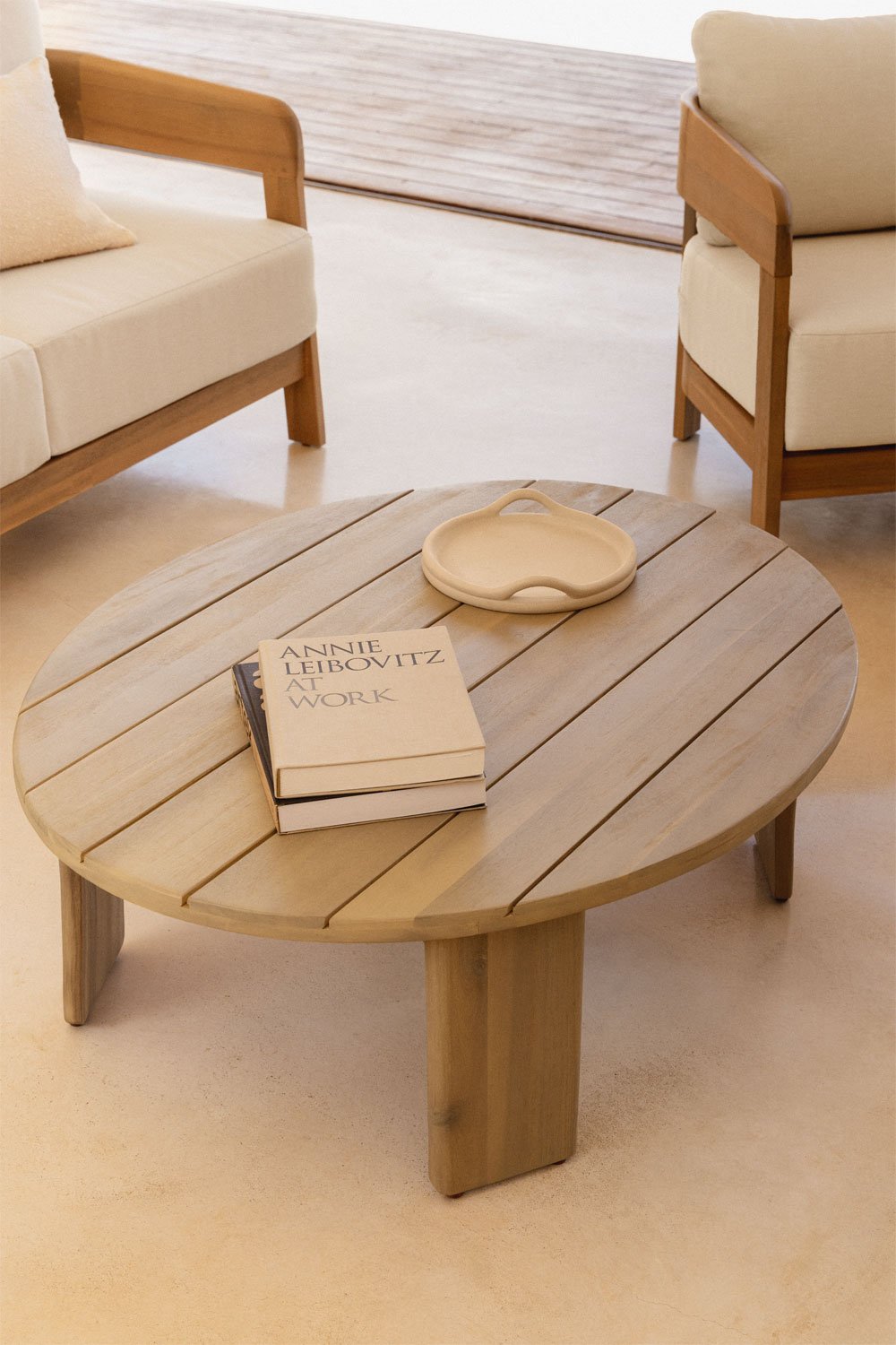 Tavolino ovale in legno di acacia Uleno 100x80 cm