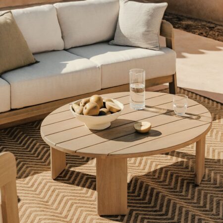 Tavolino da giardino ovale 100x80 cm in legno di acacia Uleno