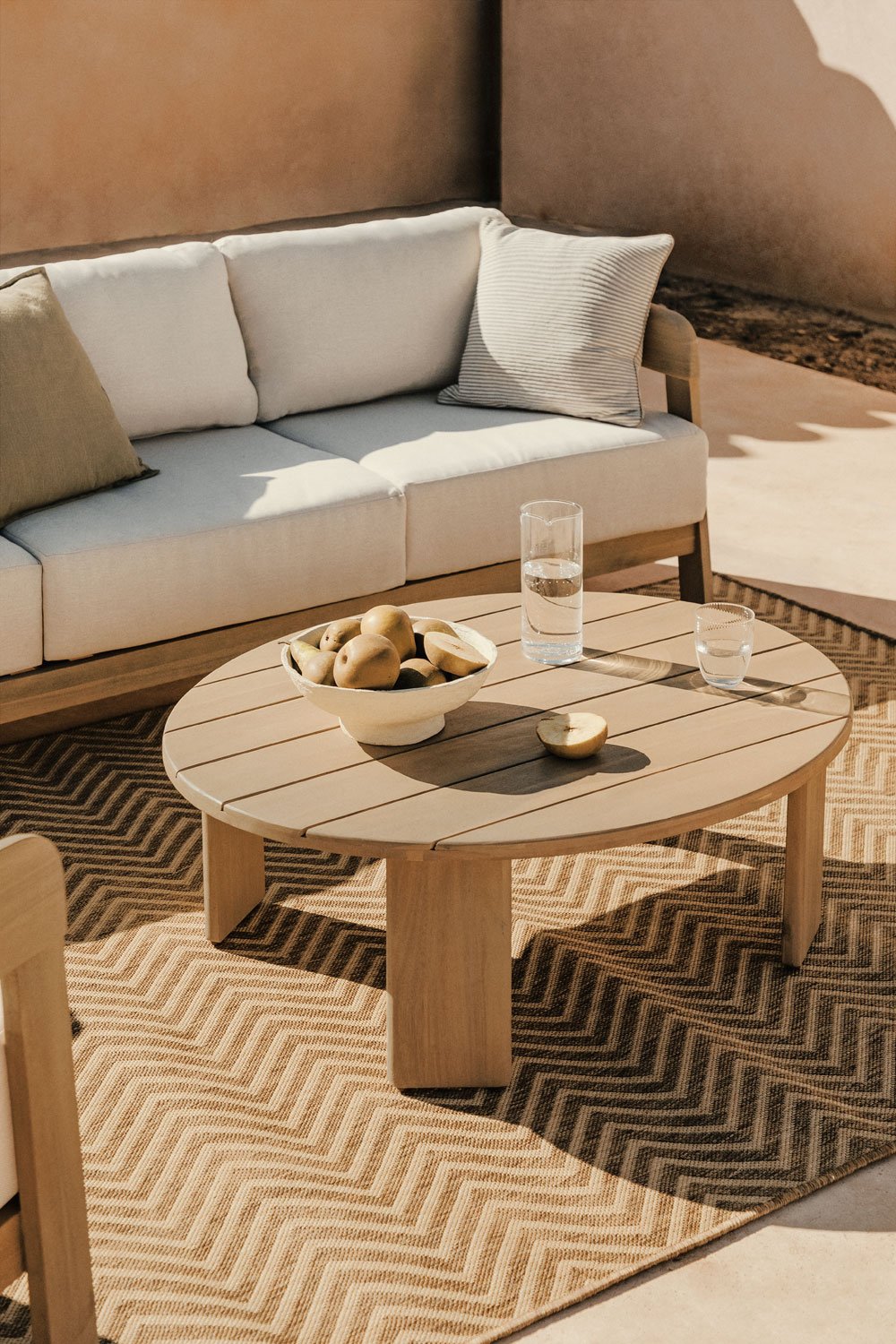 Tavolino da giardino ovale 100x80 cm in legno di acacia Uleno