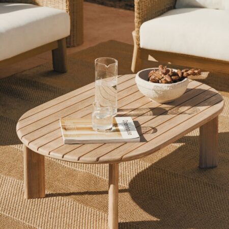 Tavolino da giardino ovale 100x60 cm in legno di acacia Leilan