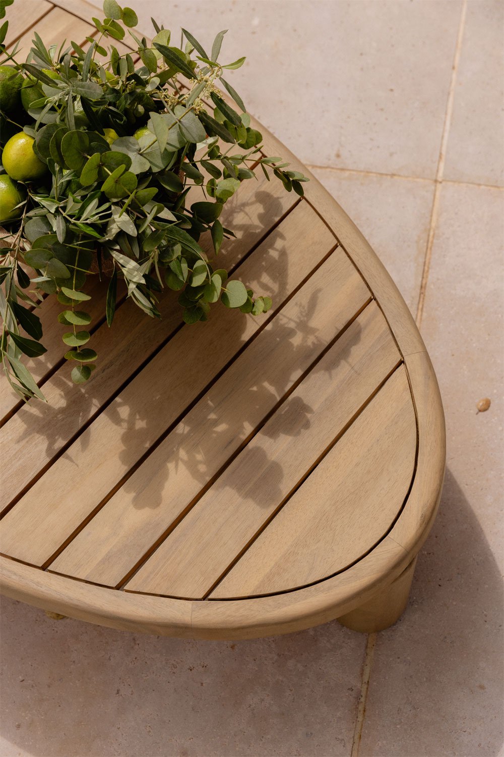 Tavolino da giardino ovale 140x70 cm in legno di acacia Jerome