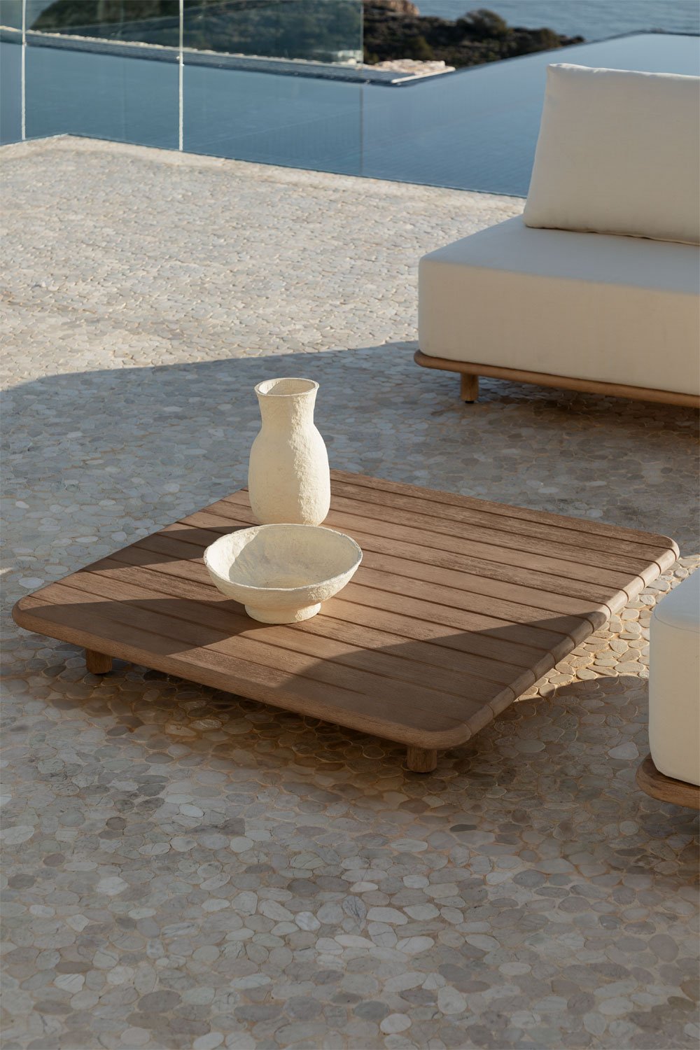 Tavolino da giardino quadrato 95x95 cm in acacia Portet
