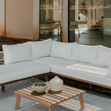 Tavolino da giardino quadrato 80x80 cm in legno di eucalipto Yaminsk