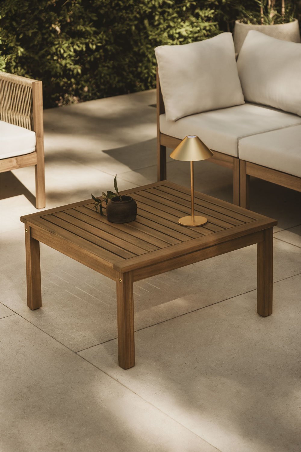 Tavolino da giardino quadrato 65x65 cm in legno di acacia Branson