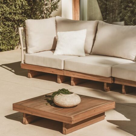 Tavolino da caffè quadrato da giardino Dailin 75x75cm in legno di acacia