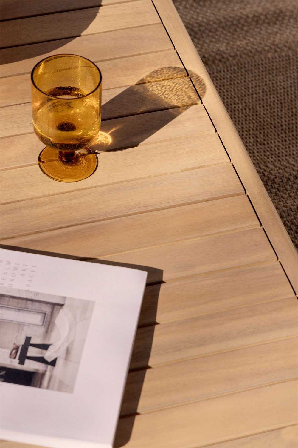Tavolino da giardino rettangolare 115x70 cm in legno di acacia Ioanis