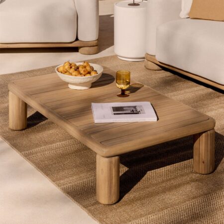 Tavolino da giardino rettangolare 115x70 cm in legno di acacia Ioanis