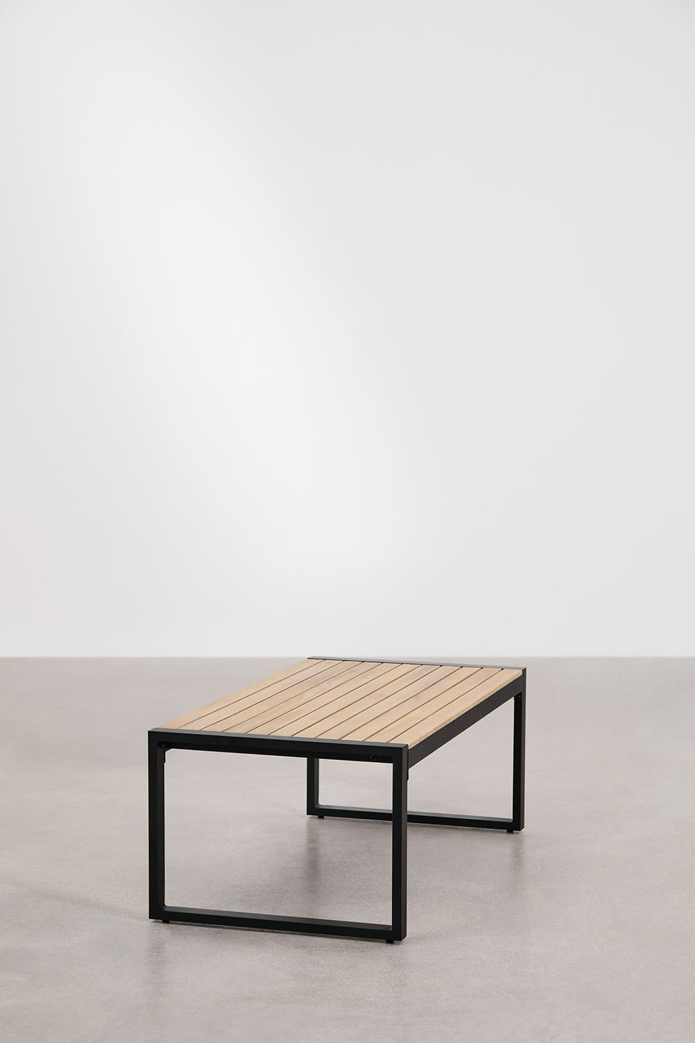 Tavolino da giardino rettangolare 110x55 cm in alluminio e legno di acacia Lipov