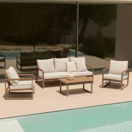 Tavolino da Giardino Rettangolare in Alluminio e Legno di Acacia (90x60 cm) Giselle