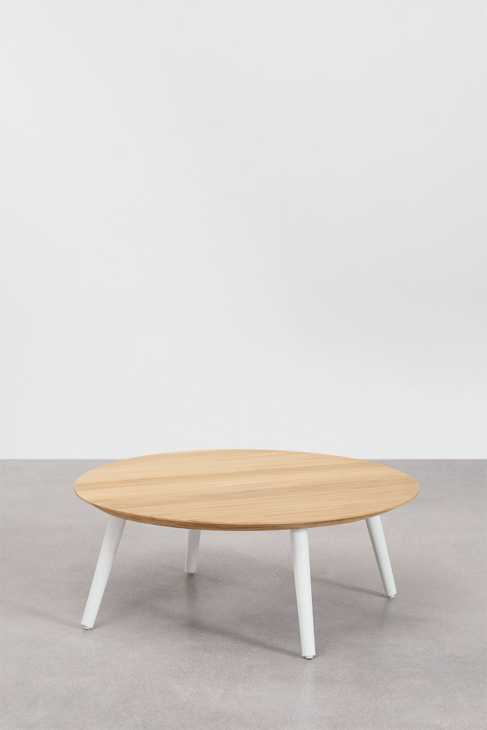 Tavolino da giardino rotondo Ø80 cm in legno di teak e alluminio Salbury