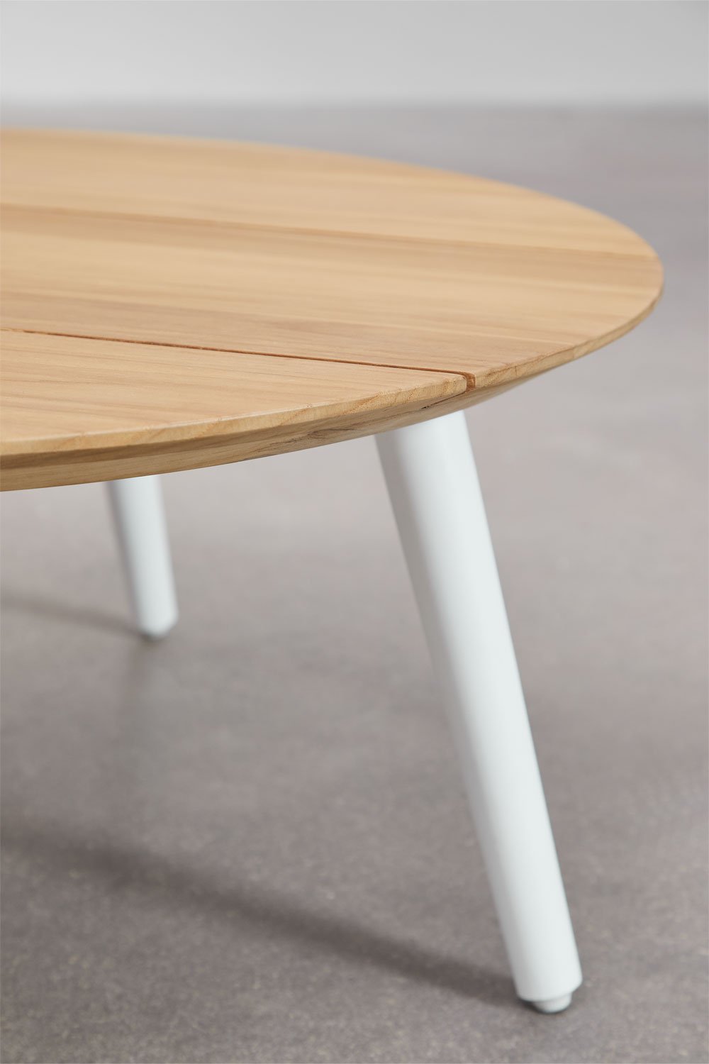 Tavolino da giardino rotondo Ø80 cm in legno di teak e alluminio Salbury