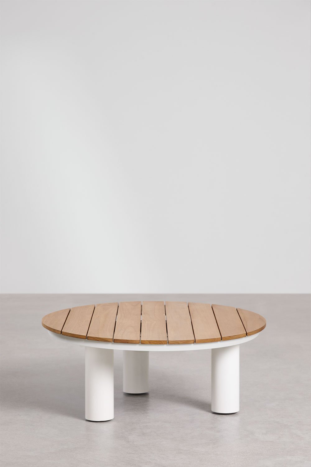 Tavolino da giardino rotondo Ø80 cm in legno di teak e alluminio Umeko