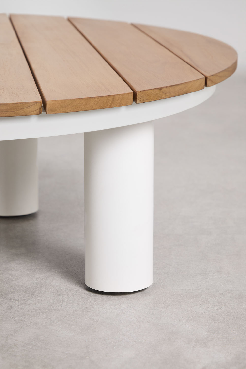 Tavolino da giardino rotondo Ø80 cm in legno di teak e alluminio Umeko