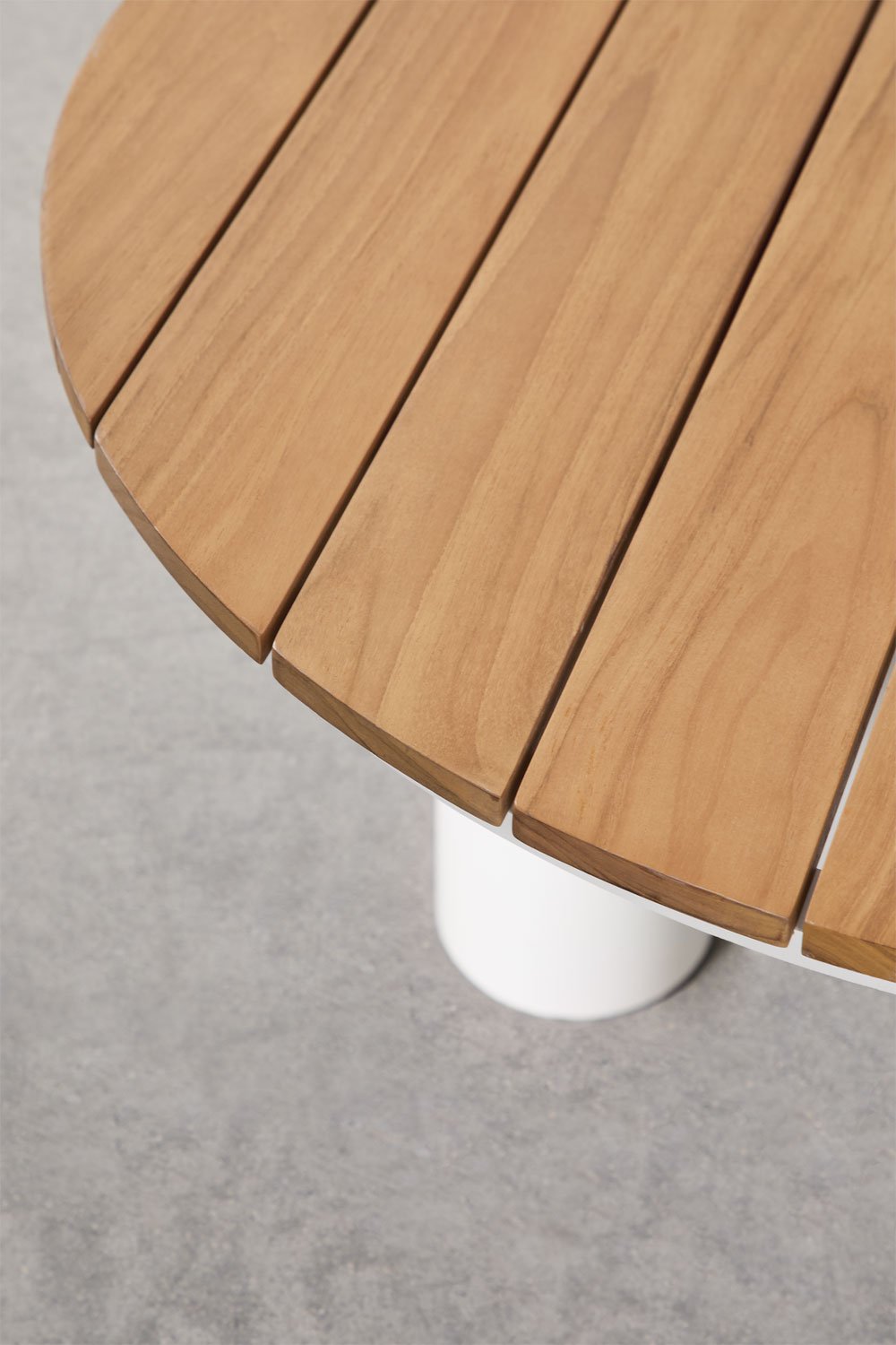 Tavolino da giardino rotondo Ø80 cm in legno di teak e alluminio Umeko