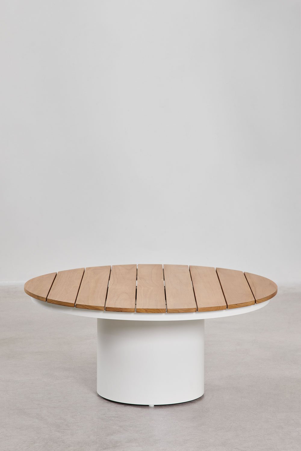 Tavolino da giardino rotondo Ø90 cm in legno di teak e alluminio Anturio