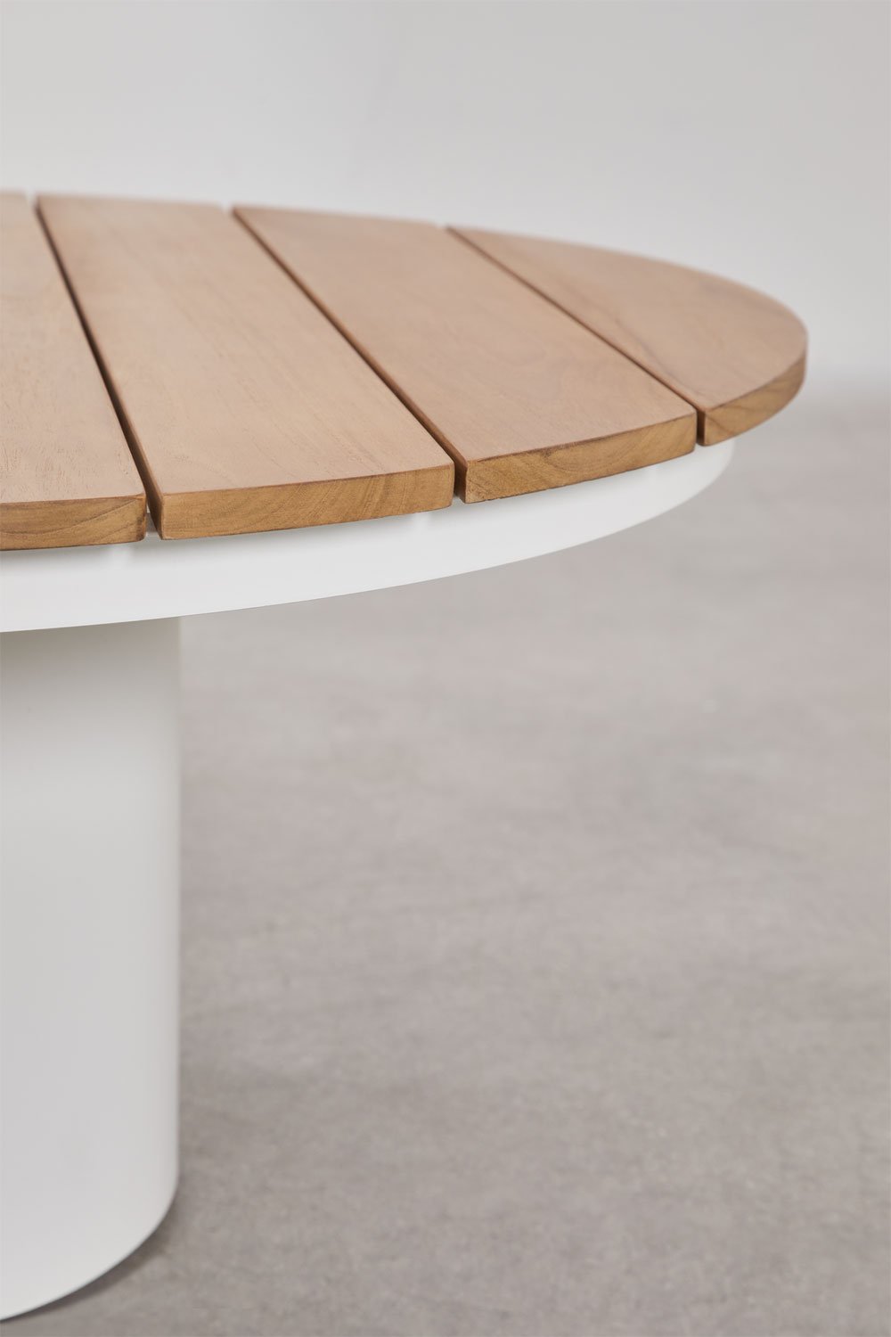 Tavolino da giardino rotondo Ø90 cm in legno di teak e alluminio Anturio