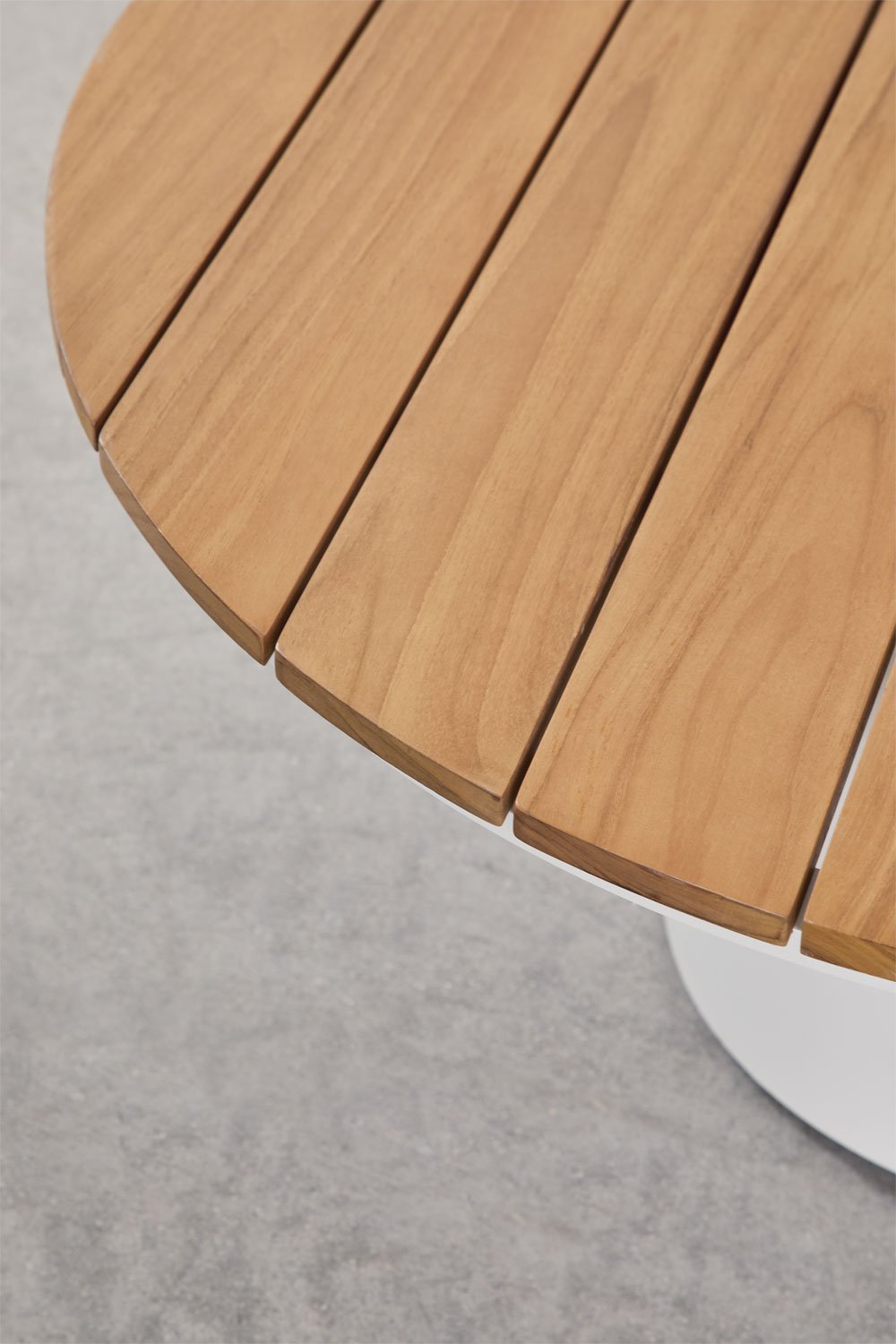 Tavolino da giardino rotondo Ø90 cm in legno di teak e alluminio Anturio