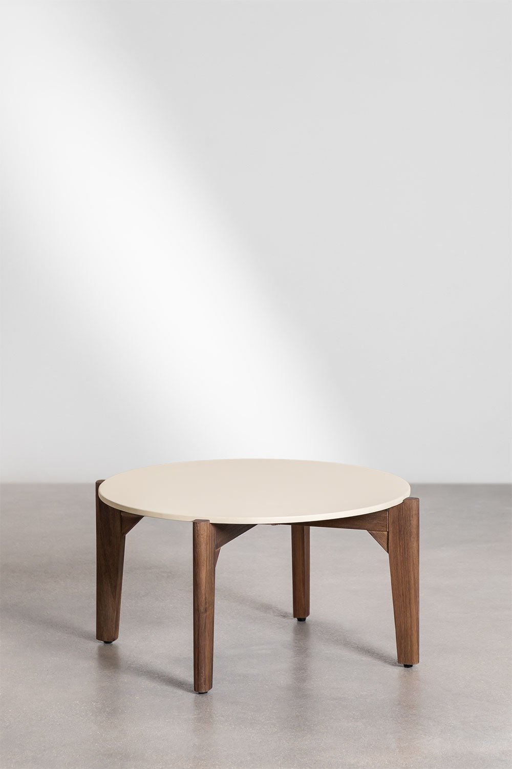 Tavolino da giardino rotondo in cemento e legno di acacia Xajul