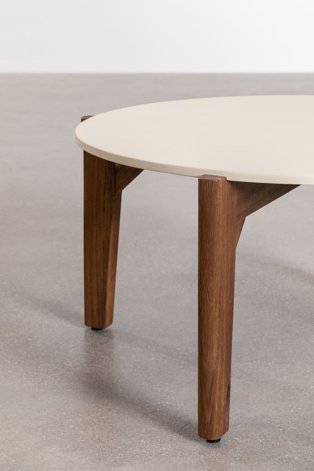 Tavolino da giardino rotondo in cemento e legno di acacia Xajul