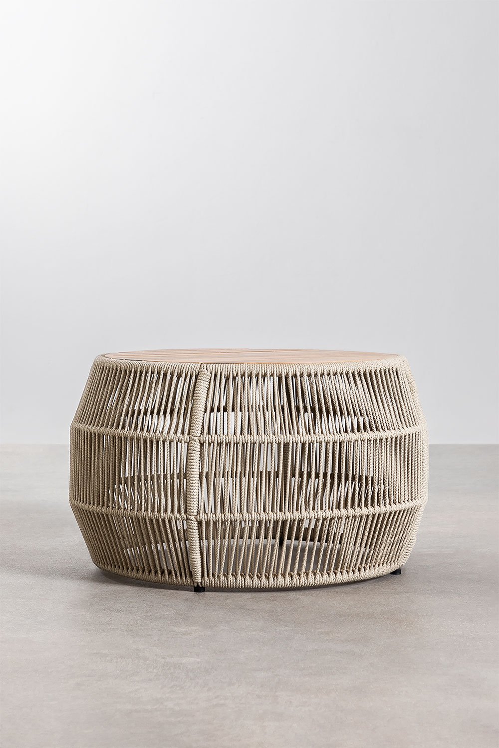 Tavolino da giardino rotondo Ø80 cm in alluminio e legno di acacia Krot