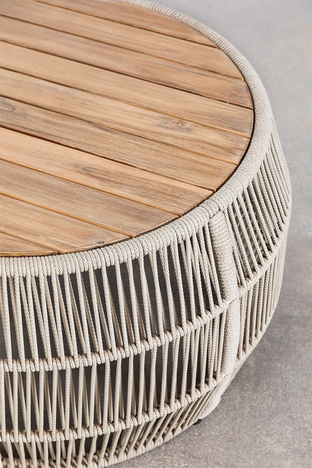 Tavolino da giardino rotondo Ø80 cm in alluminio e legno di acacia Krot