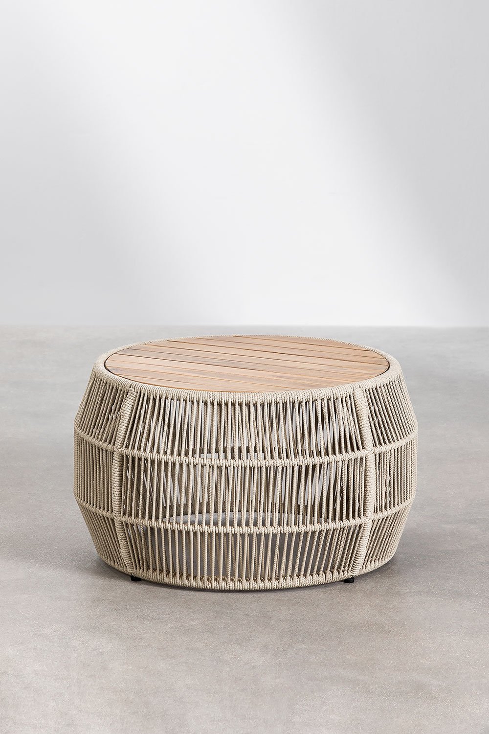 Tavolino da giardino rotondo Ø80 cm in alluminio e legno di acacia Krot