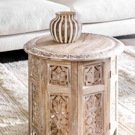 Tavolino pieghevole in legno di mango (Ø44,5 cm) Kasira Design