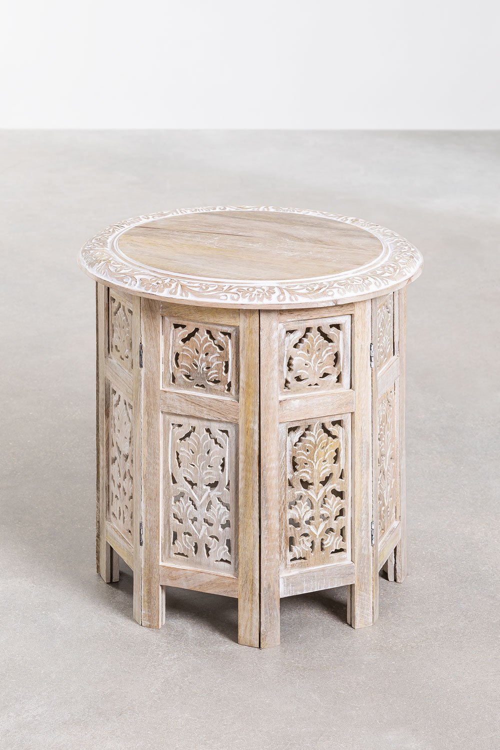 Tavolino pieghevole in legno di mango (Ø44,5 cm) Kasira Design