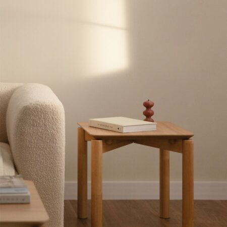 Tavolino quadrato 50x50 cm in MDF con impiallacciatura in rovere Munden