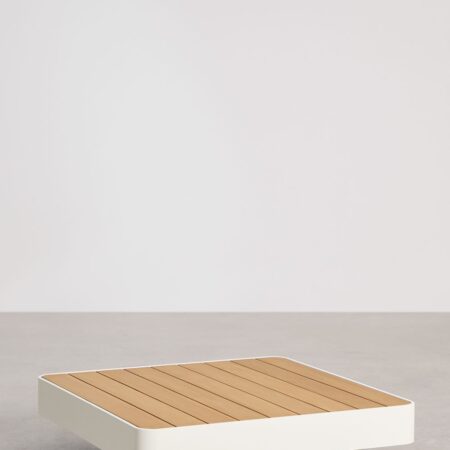 Tavolino quadrato 90x90 cm in alluminio e legno di teak Yarilo