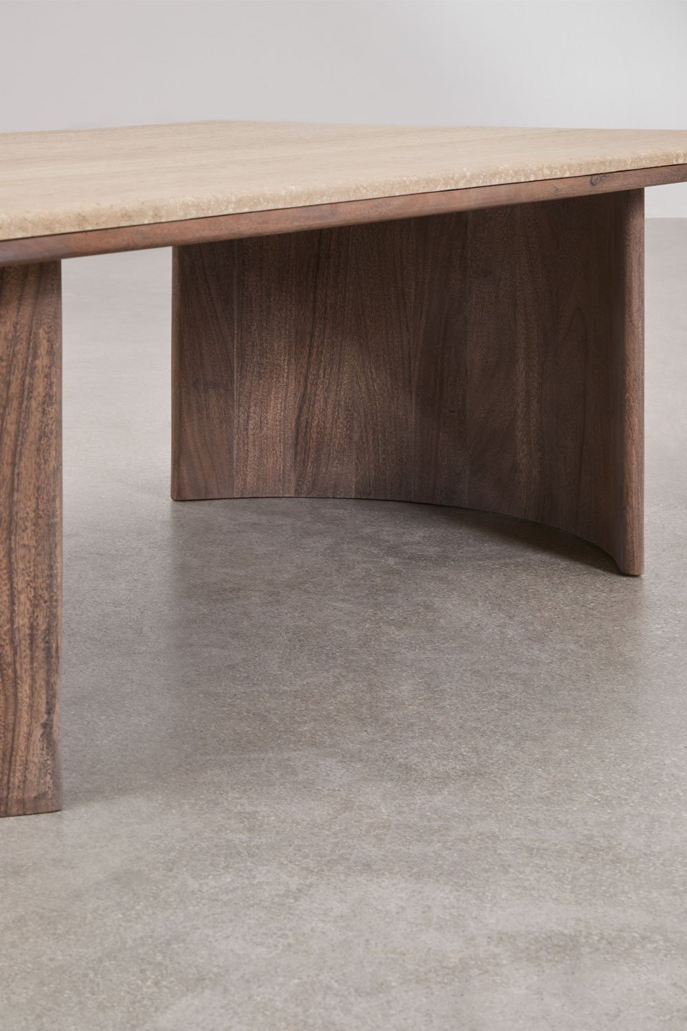 Tavolino rettangolare 110x70 cm in travertino e legno di acacia Casilda