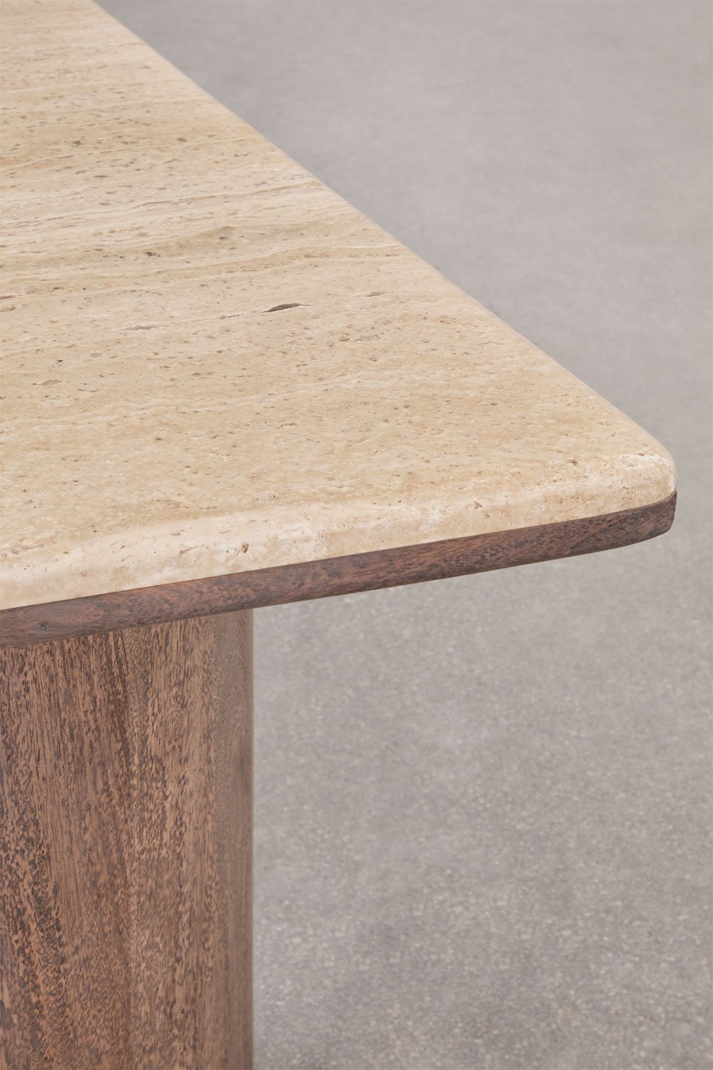 Tavolino rettangolare 110x70 cm in travertino e legno di acacia Casilda