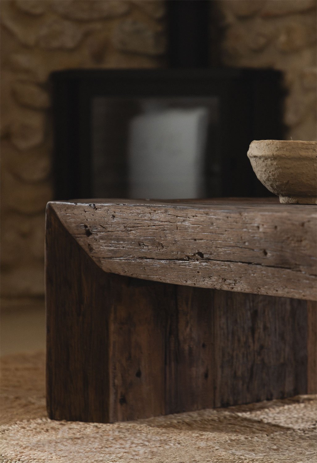 Tavolino rettangolare 120x60 cm in legno riciclato Juvira