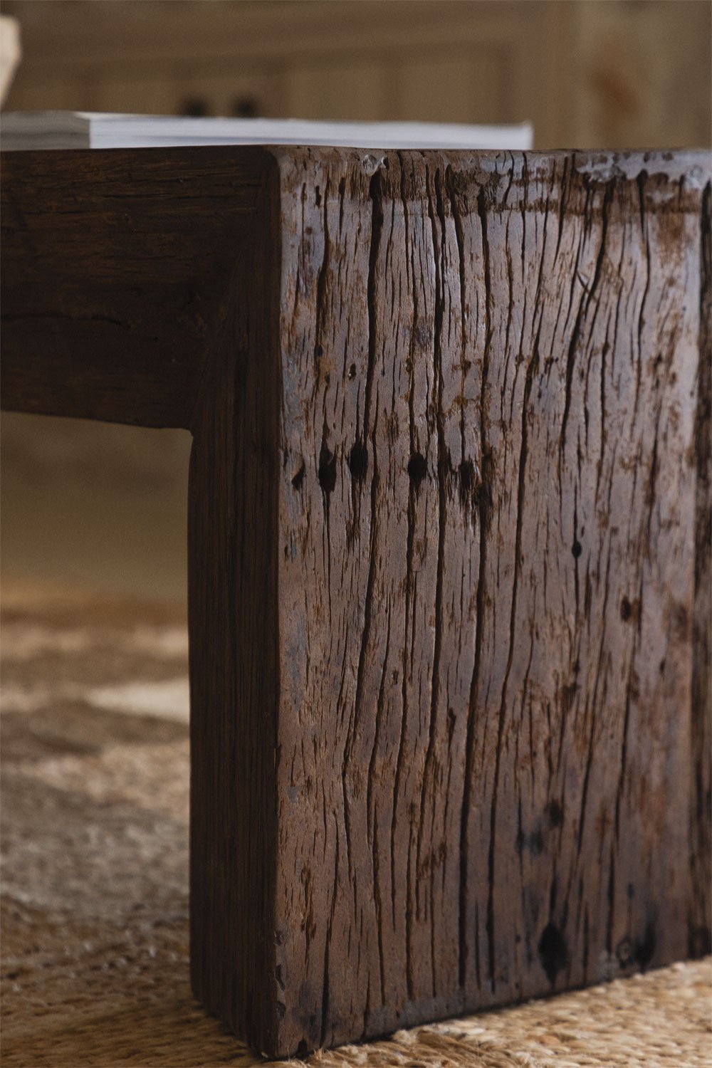 Tavolino rettangolare 120x60 cm in legno riciclato Juvira