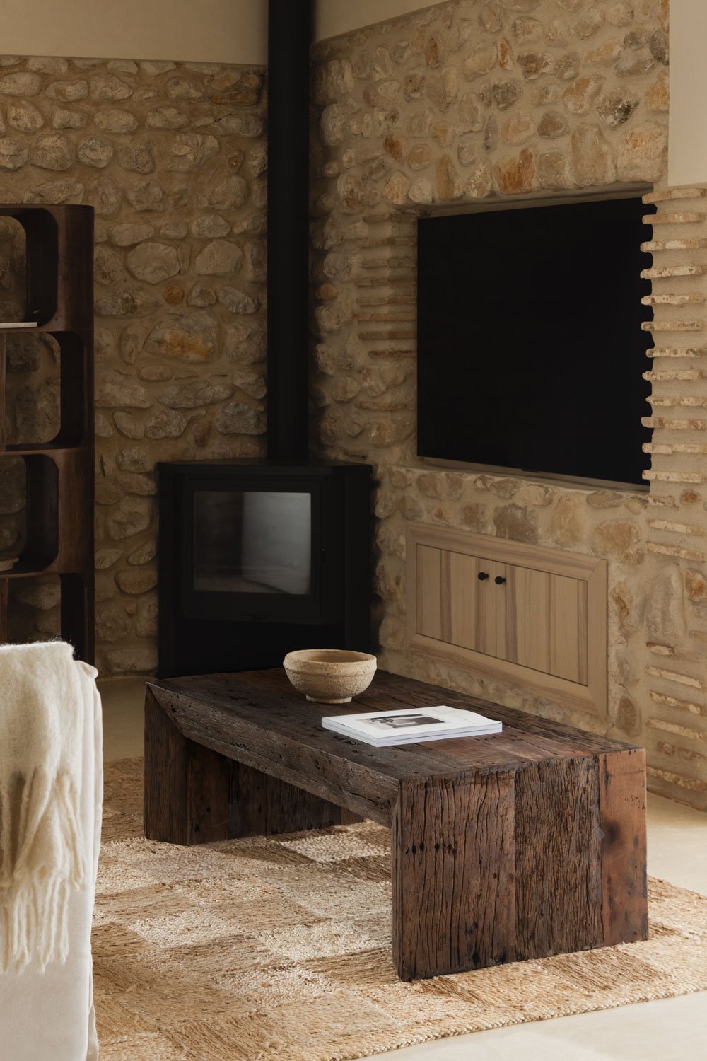Tavolino rettangolare 120x60 cm in legno riciclato Juvira