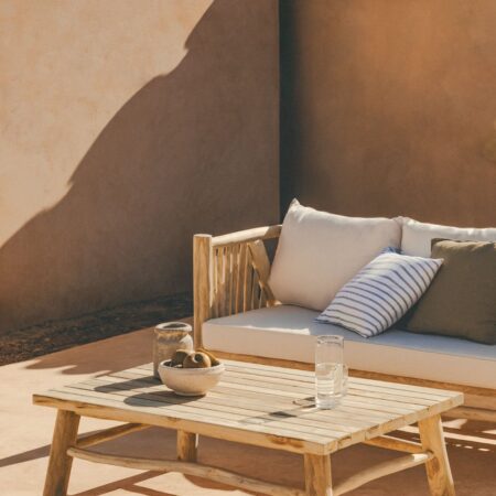 Tavolino da giardino rettangolare 120x80 cm in legno di teak Narel
