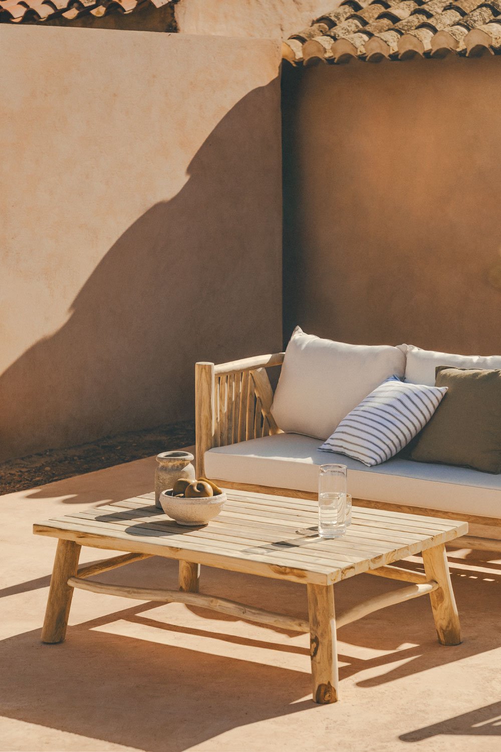 Tavolino da giardino rettangolare 120x80 cm in legno di teak Narel