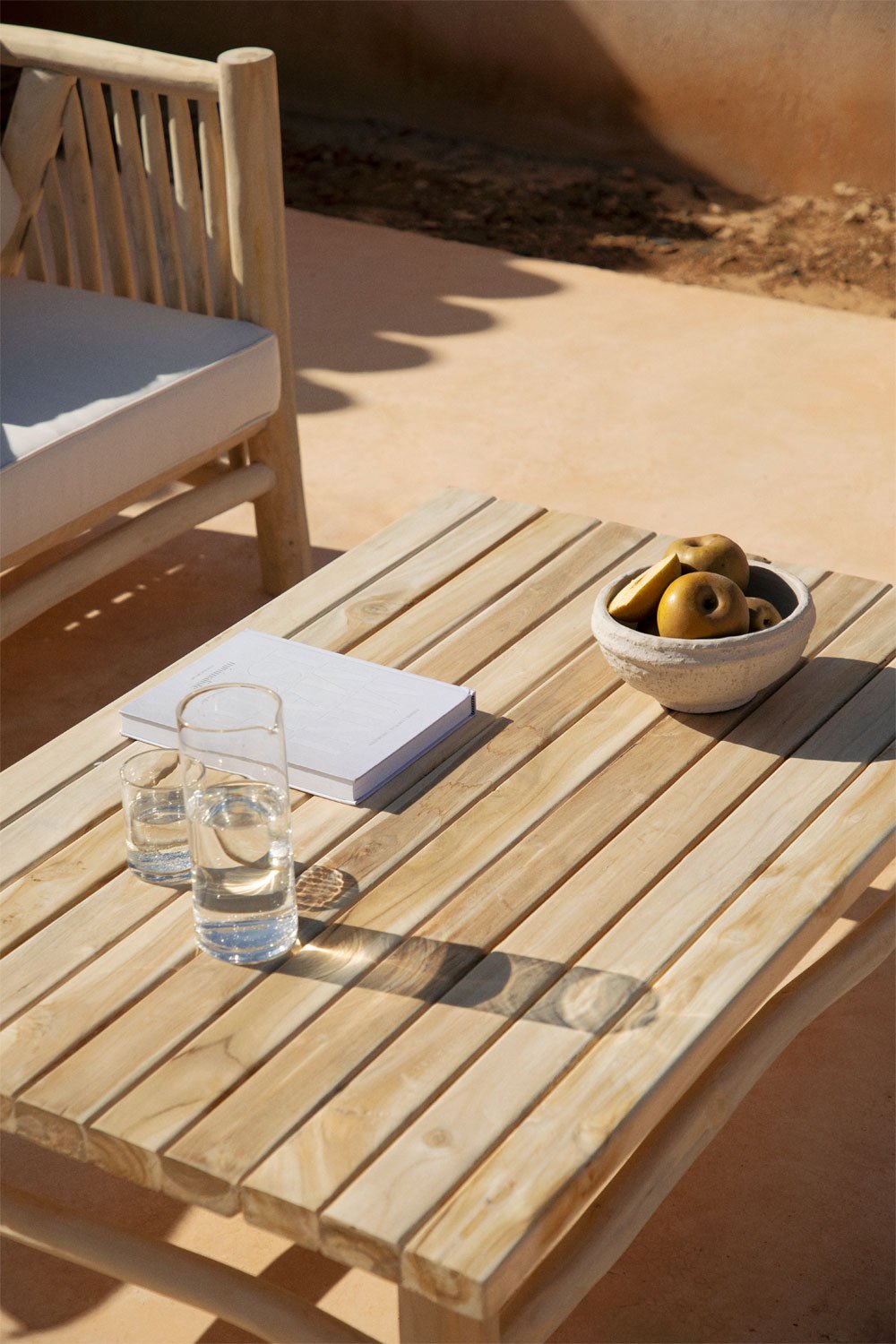 Tavolino da giardino rettangolare 120x80 cm in legno di teak Narel