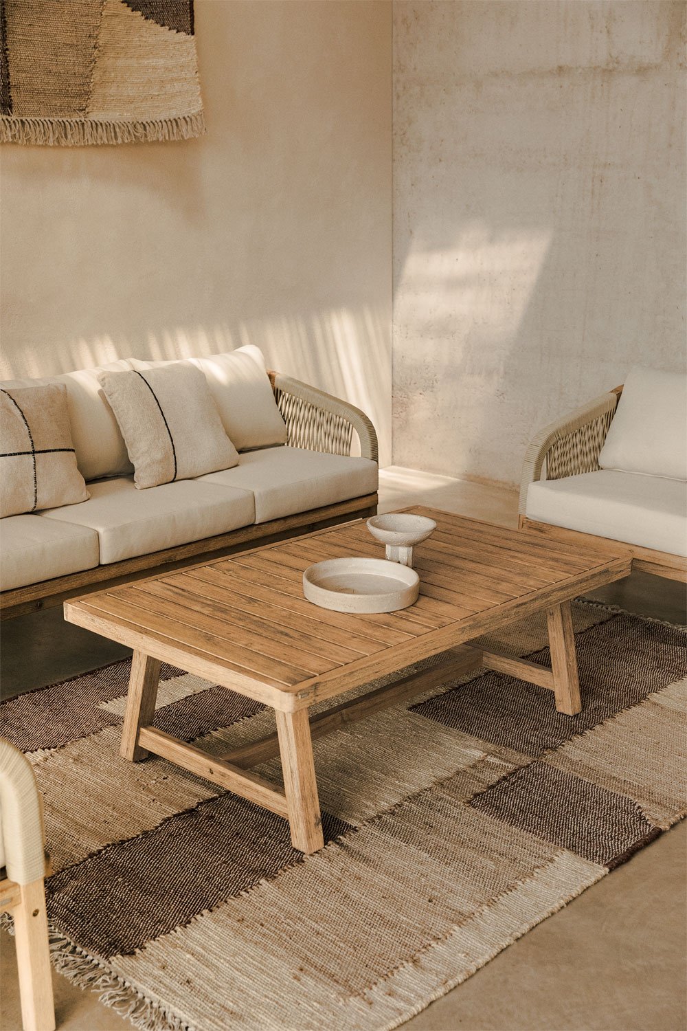 Tavolino rettangolare 130x75 cm in legno di acacia Dubai