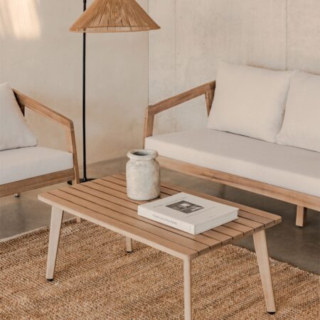 Tavolino rettangolare in legno di acacia (90x50 cm) Kaela