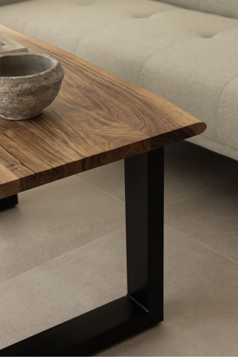 Tavolino rettangolare in legno di acacia (90x60 cm) Sami