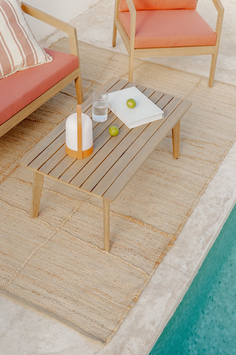 Tavolino da giardino rettangolare 90x50 cm in legno di acacia Kaela