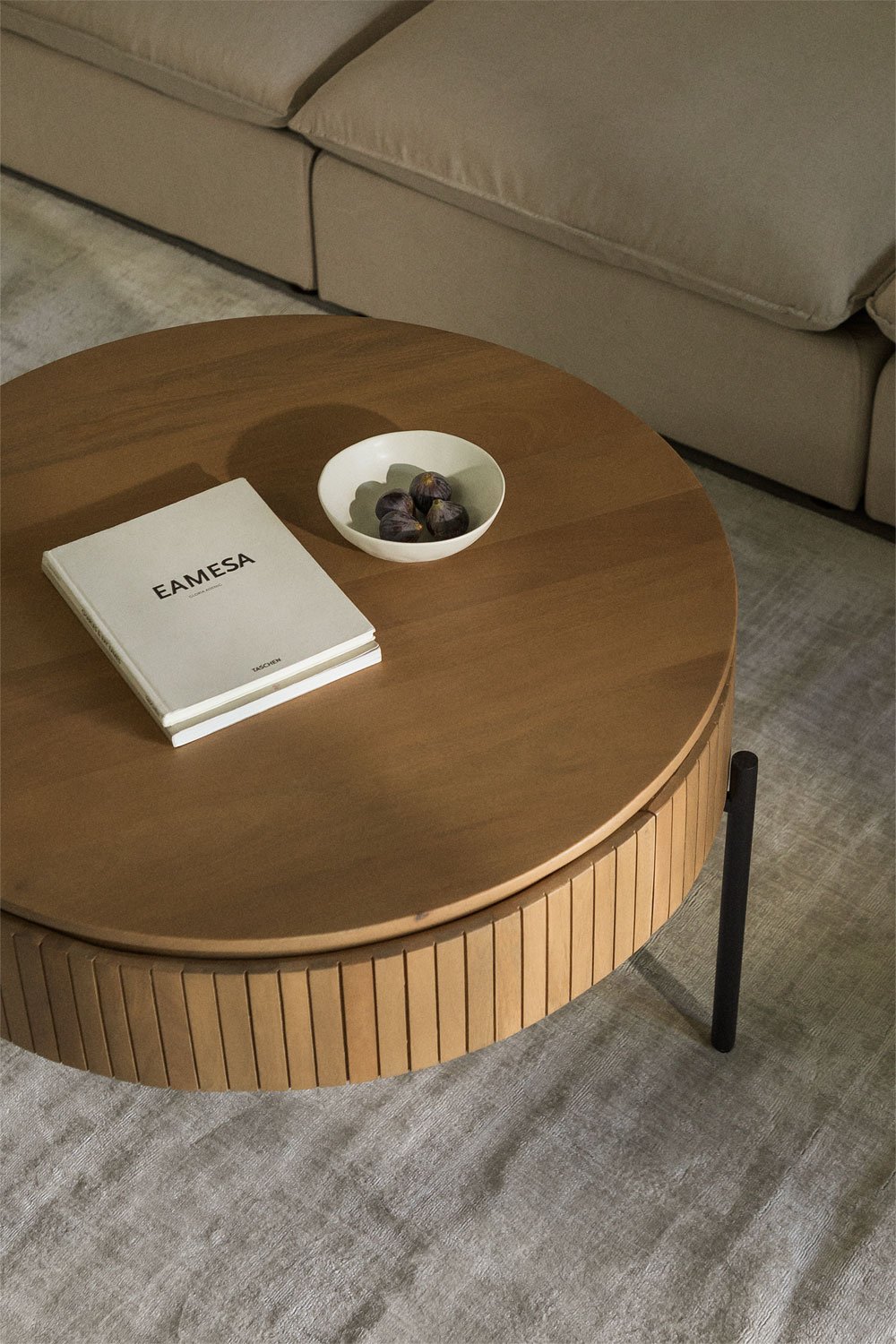 Tavolino rotondo Analis in legno di mango