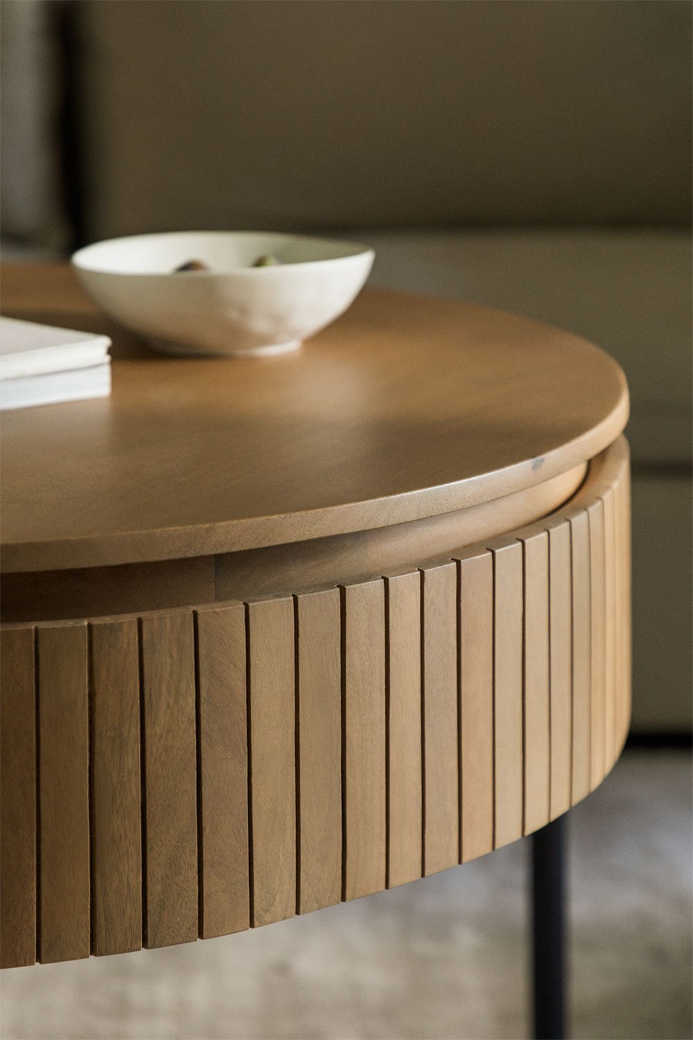 Tavolino rotondo Analis in legno di mango