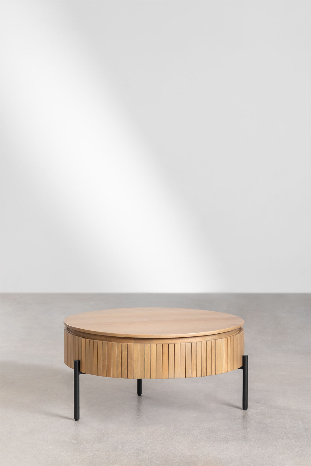 Tavolino rotondo Analis in legno di mango