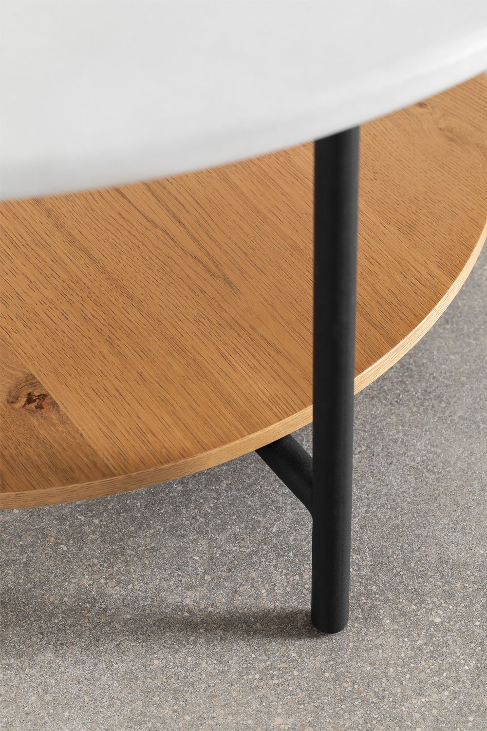 Tavolino rotondo in acciaio e legno (Ø80 cm) Paliseda