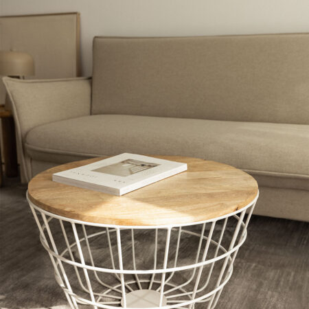 Tavolino rotondo in legno di mango e acciaio (Ø62 cm) Ket