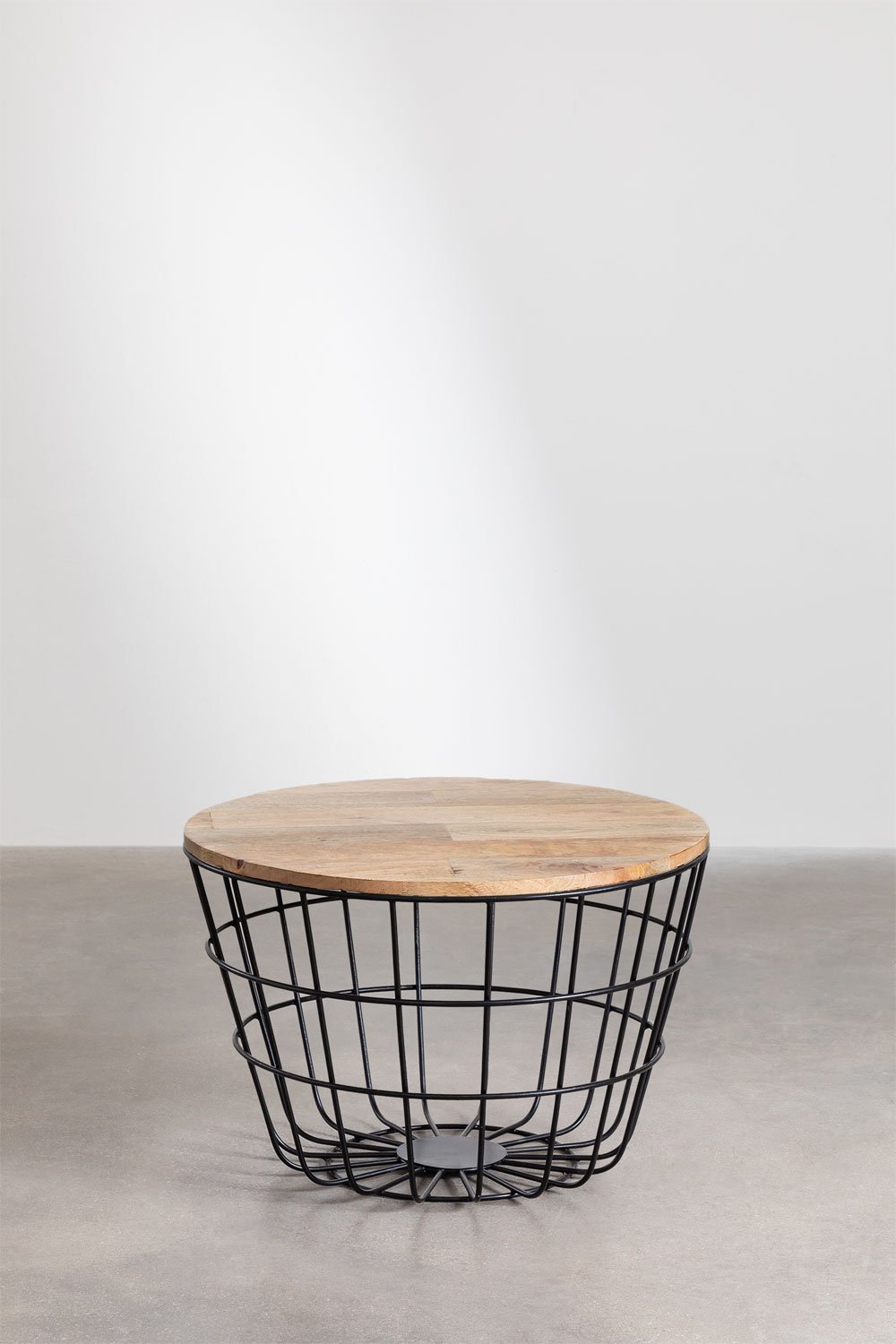 Tavolino rotondo in legno di mango e acciaio (Ø62 cm) Ket