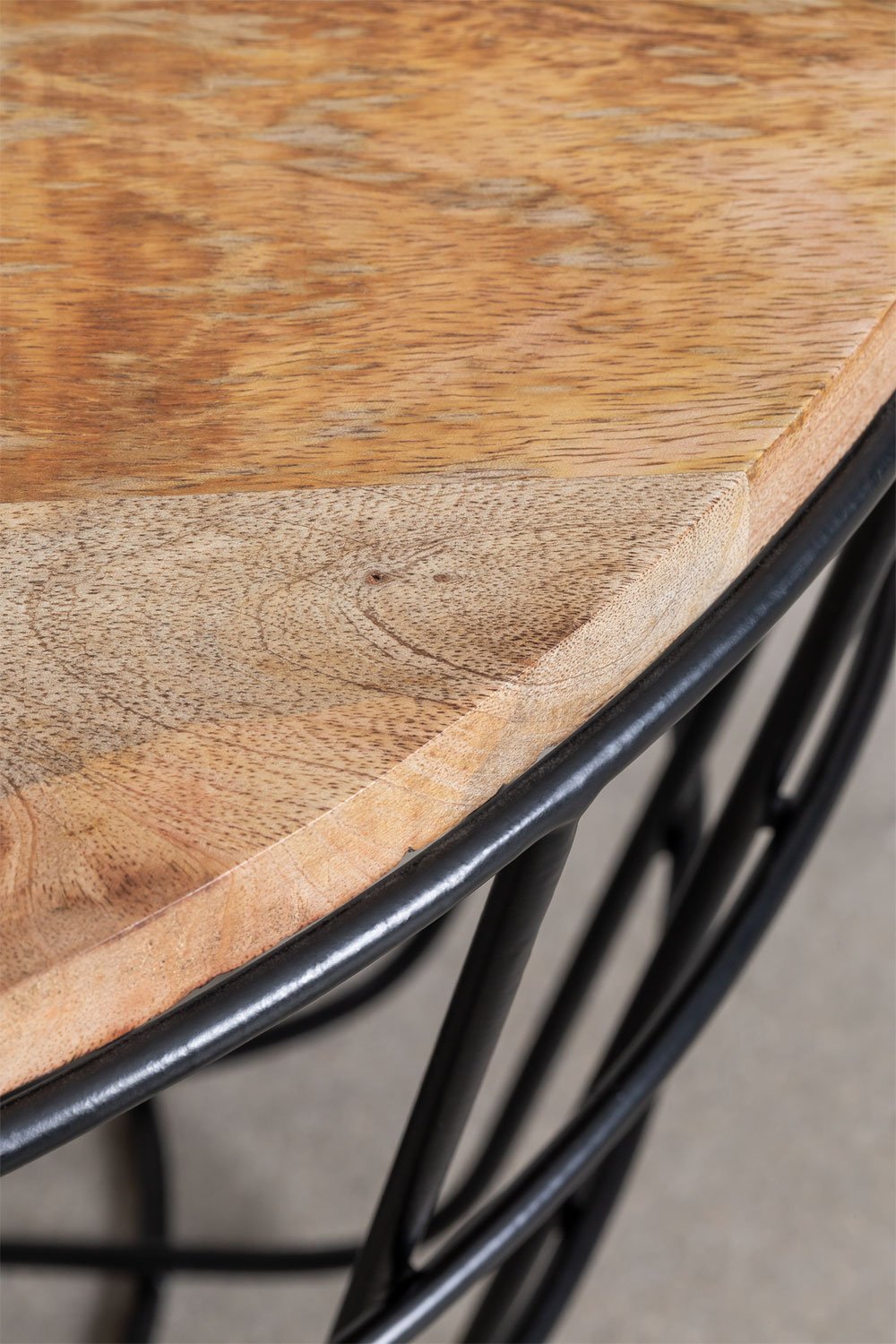 Tavolino rotondo in legno di mango e acciaio (Ø62 cm) Ket